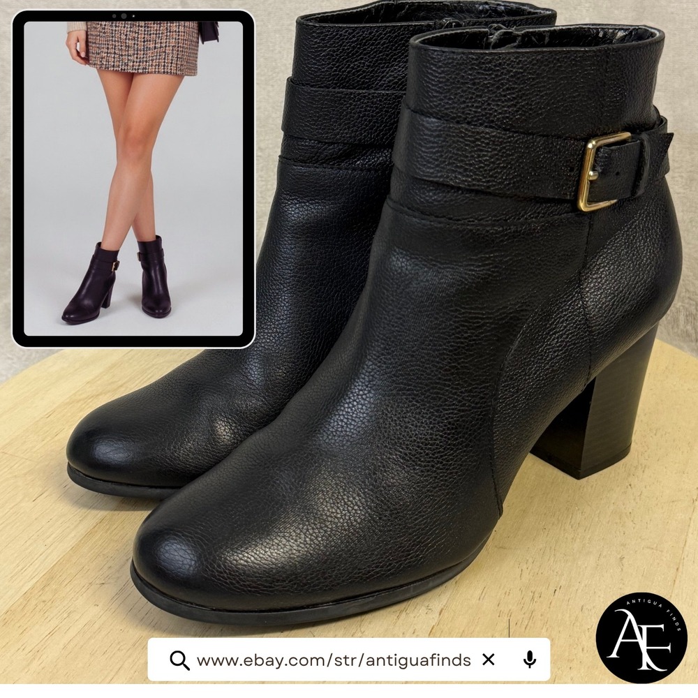 Cole Haan Signature Grand.OS Pebbled Leather Buckle‎ Ankle Boots W02756 8.5B